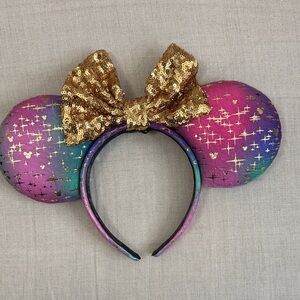 BBBrooke Colorful Mouse Ears Headband with Gold Bow